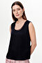 Round Neck Satin Surface Openwork Regular Blouse - 2