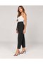 Women's Black Carrot Fit Fabric Pants with Gathered Waist Belt - 4