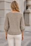 Women's Boat Neck Raglan Sleeves Balloon Sleeve Ribbed Detailed Comfortable Fit Stylish Elegant Casual Mink Knitwear Sweater - 3