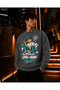 Men's Turquoise and Black Chill Mode Written Crew Neck Casual Regular Fit Sweatshirt
