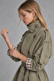 High Collar Belted Long Women's Trench Coat |   Mkw3811573-1 - 3