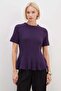 Crew Neck Peplum Knitwear Blouse