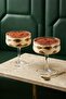 2-Piece Striped Glass Ice Cream and Dessert Presentation Bowl with Footed Base