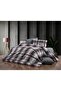 Plaid Patterned Double Duvet Cover Set with Elastic Sheets - 3