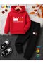 Paris Dream Printed Thick Winter Hooded Top/Bottom Children's Tracksuit Set (Pockets on the Bottom of the Pants)