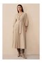 Women's Midi Dress with Belt Detail and Pockets - 3