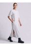 Slit Detailed Short Sleeve Long T-Shirt Dress - C920 - 4