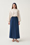 Elastic waist denim flared skirt