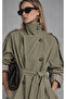 Double-Breasted Collared Short Trench Coat with Belt |   Ek1003811572 - 3