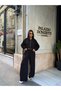 Women's Top and Bottom Set Hooded Cardigan Crop Blouse and Wide Leg Pants 3-Piece Set - 3