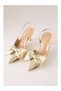 By Women's Satin Bow Detailed Slingback Heeled Shoes - 3