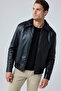 Men's Premium Leather Coat Jacket Black 4338Dngr - 2