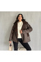 Brown Laminated Buttoned Leather Coat - 6