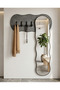 Modern Wall-Mounted Entrance Mirror with Flowing Waves Design, Featuring Clothes Rack and Key Hanger