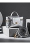 Shiny Silver Gold Metal Detailed Mini Women's Handbag and Crossbody Bag - 3