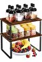 2pcs Counter Shelves Organizer, Kitchen Stackable & Expandable Cabinet Shelf - Wood Organiz