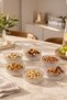 13917 Aren Aurora 12 Piece Glass Presentation Set – Striped Cake Plate & Snack Bowl Set for 6 People - 3