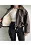Brown Fur Inside Leather Jacket with Plush Belt Detail