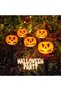 (eb371)Halloween Solar Pumpkin Pathway Lights, LED Pumpkin Face Ground Stake Lamp, Waterproof Outdoor Garden Yard Lawn Decor Light for Halloween Party Decoration - 2