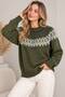 Women's Ethnic Patterned Crew Neck Knitwear Sweater
