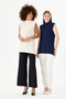 Women's Navy Blue Half Turtleneck Zero Sleeve Short Undergarment - 5