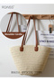 Women's Straw Woven Shoulder Bag, Summer Beach Travel Crossbody Handbag, Classics Satchel Purse Wove - 5