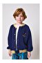 Buttoned Cotton Cardigan Blue Multicolor for Children - 2