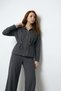 Women's Hooded Striped Modal Fabric Sports Top and Bottom Sweatshirt Tracksuit Set Navy Blue - 3