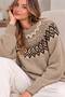Women's Ethnic Patterned Crew Neck Knitwear Sweater - 2