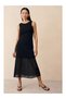 Merino Transparent Panel Detailed Women's Midi Dress - 3