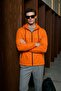 Men's Casual Orange Hooded Raincoat & Windbreaker with Zipper Pockets - 4