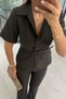 Belted Short Sleeve Khaki Suit - 2