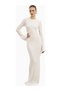 Fine Knit Longsleeve Open Back Maxi Dress Shimmer Ribbed Knit Women's Dress
