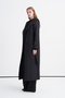 Hooded Belted Long Black Coat 13976 - 3