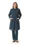 Long Sleeve Cute Buttoned Classic Collar Double Pockets Şile Fabric Embroidered Tunic Petrol Ptrl