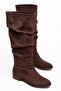 Sevo Women's Brown Suede Drawstring Long Boots