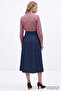 High Waist Belted Regular Denim Midi Skirt - 3