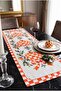 Decorative Table Runner - Stylish Runner with Checkered and Pumpkin Flower Pattern - 40 X 140 cm Raschel Fabric - 2