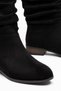 Lovely Women's Black Suede Drawstring Short Boots - 3
