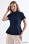 Low Sleeve Pleated Zigzag Stitched Slim Fit Shirt