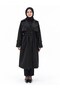 Women's Black Buttoned Front Belted Bolero Trench Coat