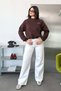 Women's Crew Neck Leopard Embroidered Sweatshirt Brown - 27K 2712 - 3