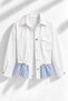 White Jacket with Drawstring Waist and Stripe Detail - 2