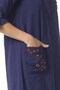 Long Sleeve Cute Buttoned Classic Collar Double Pocket Şile Fabric Embroidered Tunic Purple Purple - 5