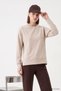 Patterned Crew Neck Blouse 8363A Beige - 3