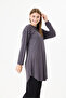 Women's Black Striped Dark Gray Long Sleeve Tunic - 3