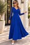 Timeless Elegance Women's Lace Sleeve Detail Special Collar Long Sleeve Long Crepe Event Evening Dress - 3