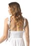 Lady Adjustable Shoulder Strap V-Neck Long Muslin Dress White Byz - 6