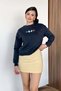 Women's Teddy Bear Embroidered Stopper Detailed Sweatshirt Navy Blue - 27K 2717
