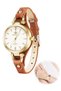 Women's Leather Quartz Watch, Thin Strap Ladies Watches, Analog Quartz Watches with Retro Dial, 3 Hand Quartz Watch, Premium Fashion Wrist Watch for Women Ladies Girls